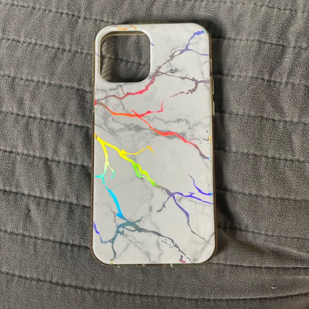 iPhone 12 holographic marble phone case